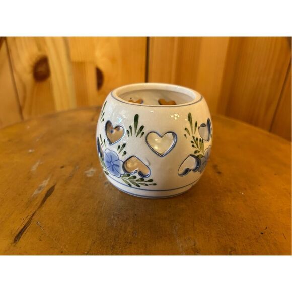 Delft Blue Tea Light Candle Holder Windmill Hearts Hand Painted Dutch Votive Hol - Picture 4 of 7